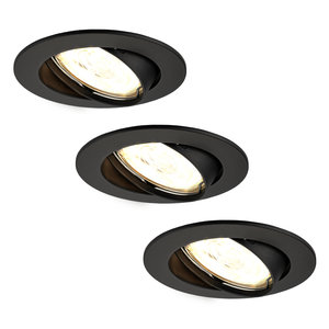 Ledvion Dimbare LED inbouwspots Zwart - Amsterdam - 5W - 2700K - ø82mm - 3 pack Dimbare LED inbouwspots Zwart - Amsterdam - 5W - 2700K - ø82mm - 3 pack