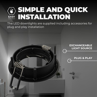 Ledvion Dimbare LED inbouwspots Zwart - Amsterdam - 3W - 2700K - ø82mm - 3 pack
