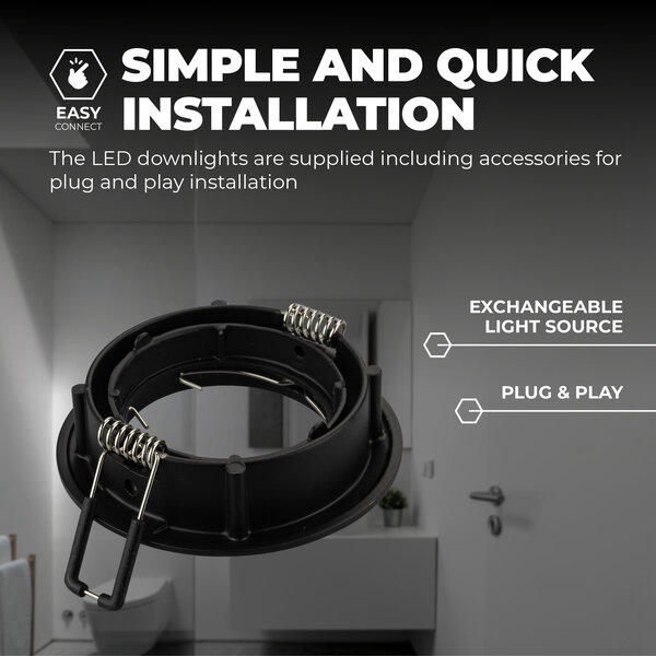 Ledvion Dimbare LED inbouwspots Zwart - Amsterdam - 3W - 2700K - ø82mm - 3 pack