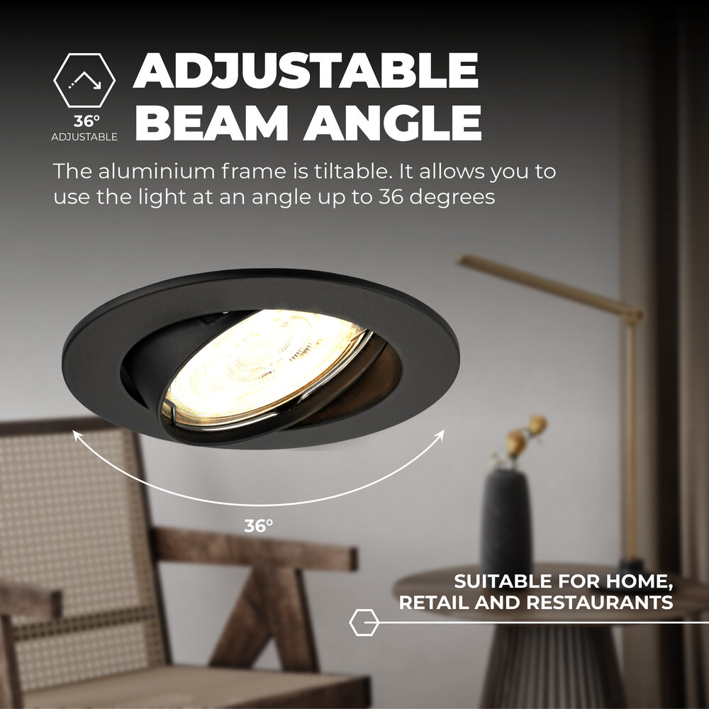 Ledvion Dimbare LED inbouwspots Zwart - Amsterdam - 3W - 2700K - ø82mm - 3 pack