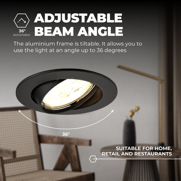 Ledvion Dimbare LED inbouwspots Zwart - Amsterdam - 3W - 2700K - ø82mm - 3 pack