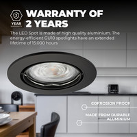 Ledvion Dimbare LED inbouwspots Zwart - Amsterdam - 3W - 2700K - ø82mm - 3 pack