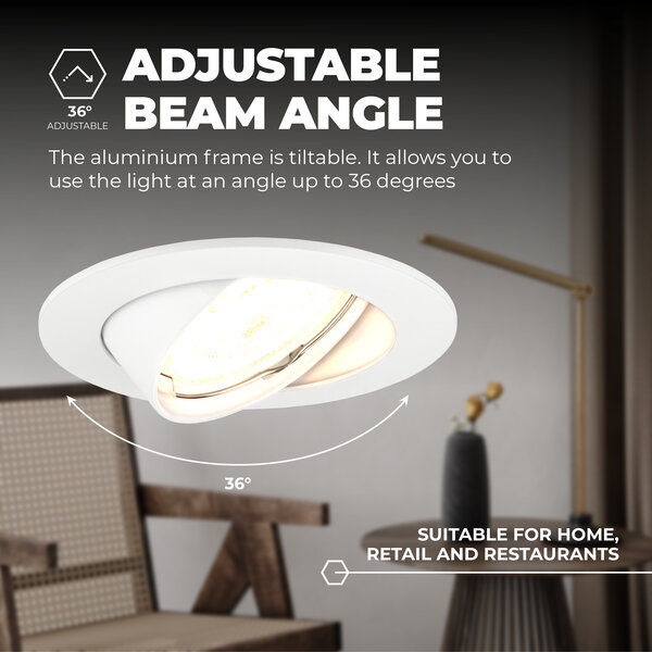 Ledvion Dimbare LED inbouwspot Wit - Amsterdam - 3W - 2700K - ø82mm