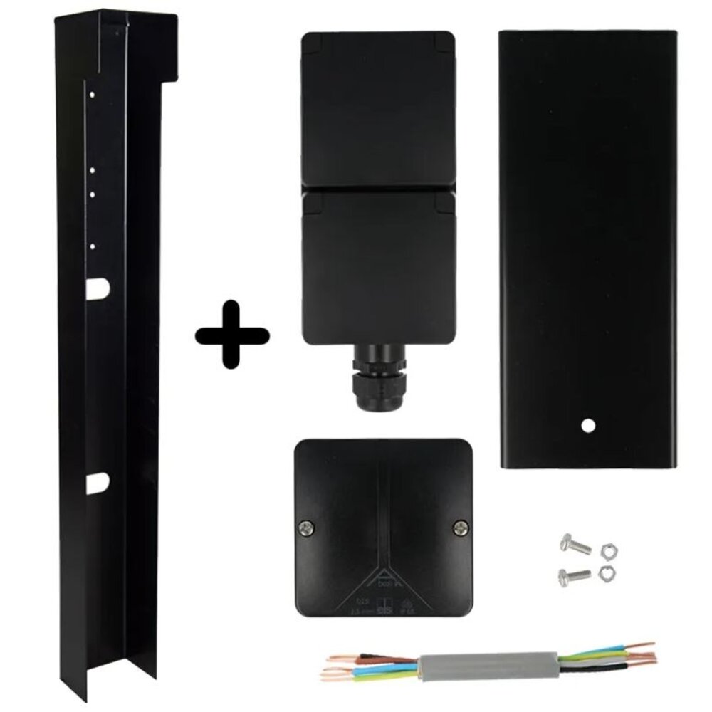 Niko Buitenstopcontact Pro+ met Niko Schakelmateriaal - 2 Stopcontacten - 1 Wartel - IP55 - 65cm