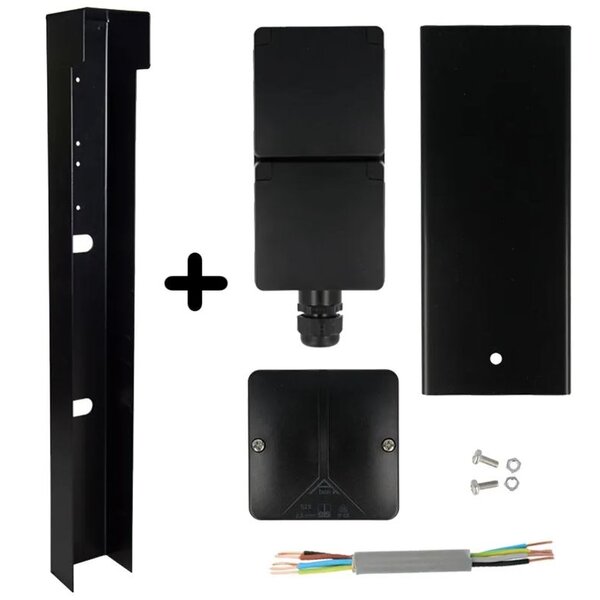 Niko Buitenstopcontact Pro+ met Niko Schakelmateriaal - 2 Stopcontacten - 1 Wartel - IP55 - 65cm