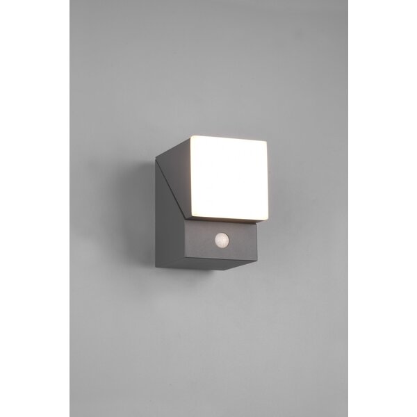 Trio Lighting LED Wandlamp Buiten met Sensor - 3000K - 7W - IP54 - Cube - Antraciet