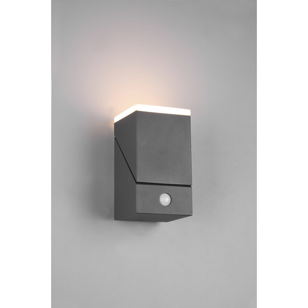Trio Lighting LED Wandlamp Buiten met Sensor - 3000K - 7W - IP54 - Cube - Antraciet