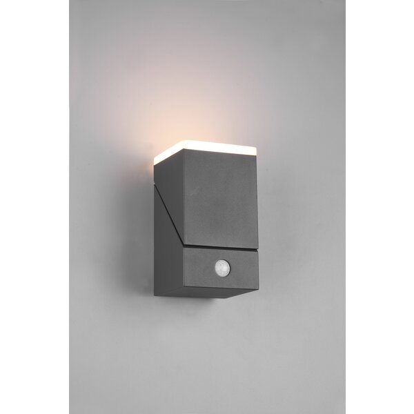 Trio Lighting LED Wandlamp Buiten met Sensor - 3000K - 7W - IP54 - Cube - Antraciet