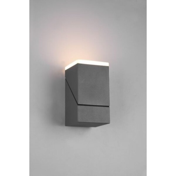 Trio Lighting LED Wandlamp Buiten - 3000K - 7W - IP54 - Cube - Antraciet