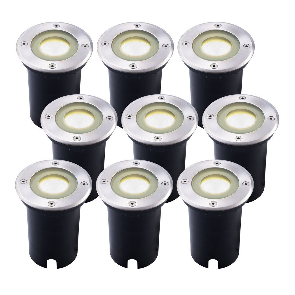 Ledvion 9x LED Grondspot - IP67 - 3W - 4000K - 1 Meter Kabel