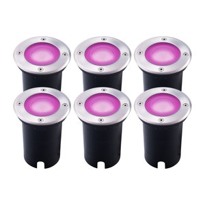 6x Smart LED Grondspot - IP67 - 4,9W - RGB+CCT - 1 Meter Kabel