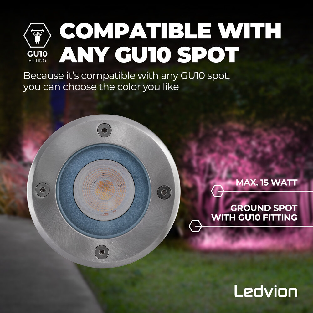 Ledvion 9x Smart LED Grondspot - IP67 - 4,9W - RGB+CCT - 1 Meter Kabel