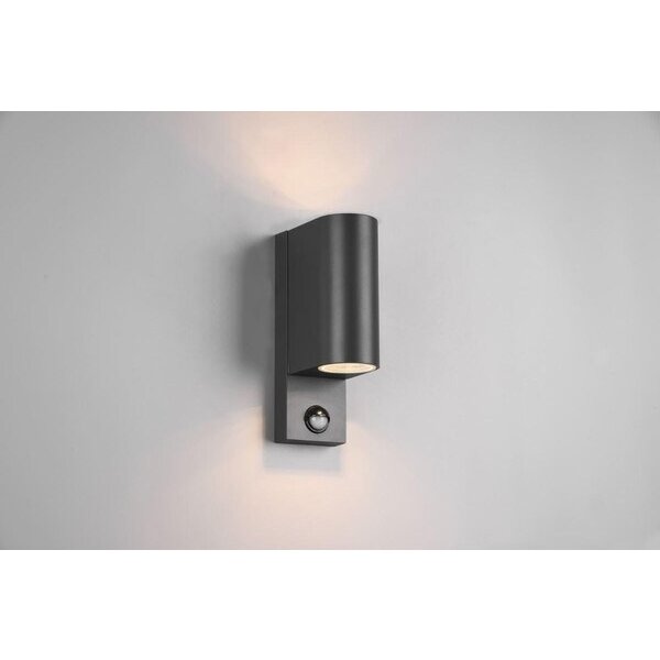 Trio Lighting LED Wandlamp Buiten met Sensor - Tweezijdig - GU10 Fitting - IP44 - Rond - Roya - Antraciet