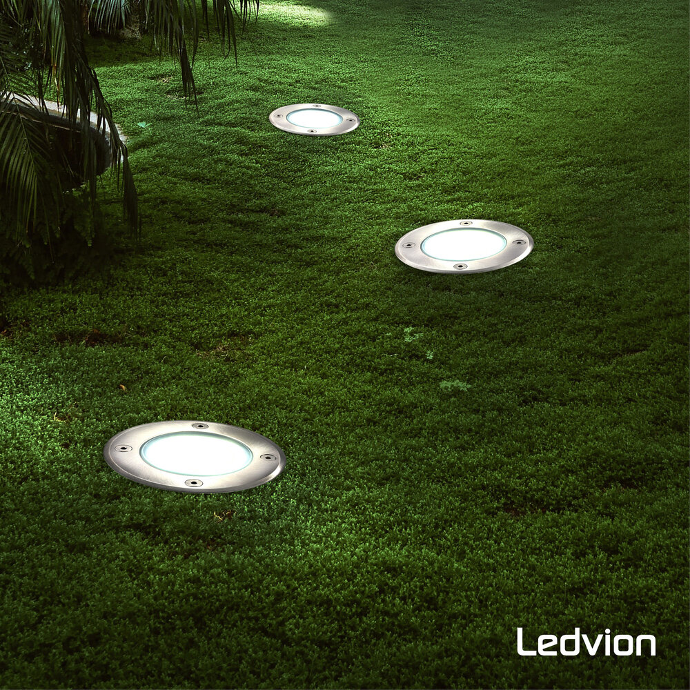 Ledvion 3x IP67 Grondspot LED Rond - GU10 - 1m Kabel