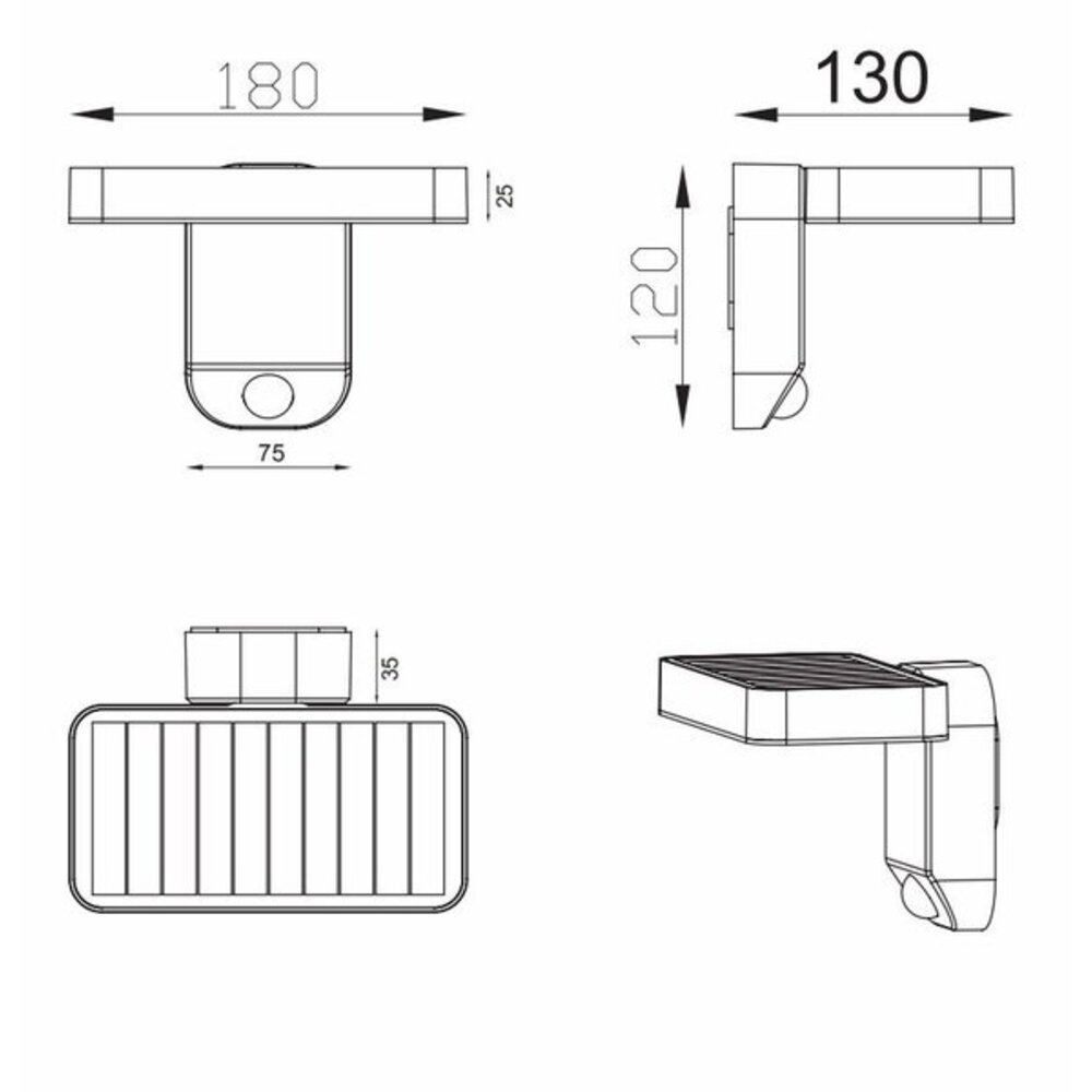 Trio Lighting LED Wandlamp Solar Buiten met Bewegingssensor - 3000K - 4,5W - IP44 - Esquel - Antraciet