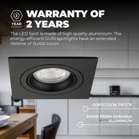 Dimbare LED inbouwspot Zwart - Sevilla - 5W - 2700K - 92mm - Vierkant Ledvion Dimbare LED inbouwspot Zwart - Sevilla - 5W - 2700K - 92mm - Vierkant