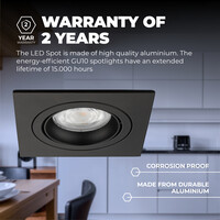 Dimbare LED inbouwspot Zwart - Sevilla - 5W - 6500K - 92mm - Vierkant - 6 pack Ledvion Dimbare LED inbouwspot Zwart - Sevilla - 5W - 6500K - 92mm - Vierkant - 6 pack