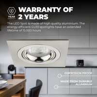 Dimbare LED inbouwspot RVS - Sevilla - 5W - 2700K - 92mm - Vierkant Ledvion Dimbare LED inbouwspot RVS - Sevilla - 5W - 2700K - 92mm - Vierkant