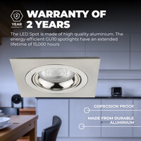 Ledvion Dimbare LED inbouwspot RVS - Sevilla - 3W - 6500K - Vierkant
