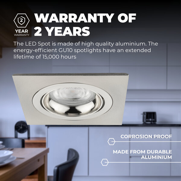 Ledvion Dimbare LED inbouwspot RVS - Sevilla - 3W - 6500K - Vierkant