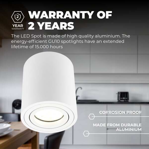 Ledvion 2x Dimbare LED Opbouwspot  - Rond - Wit - 3W - 2700K - Kantelbaar