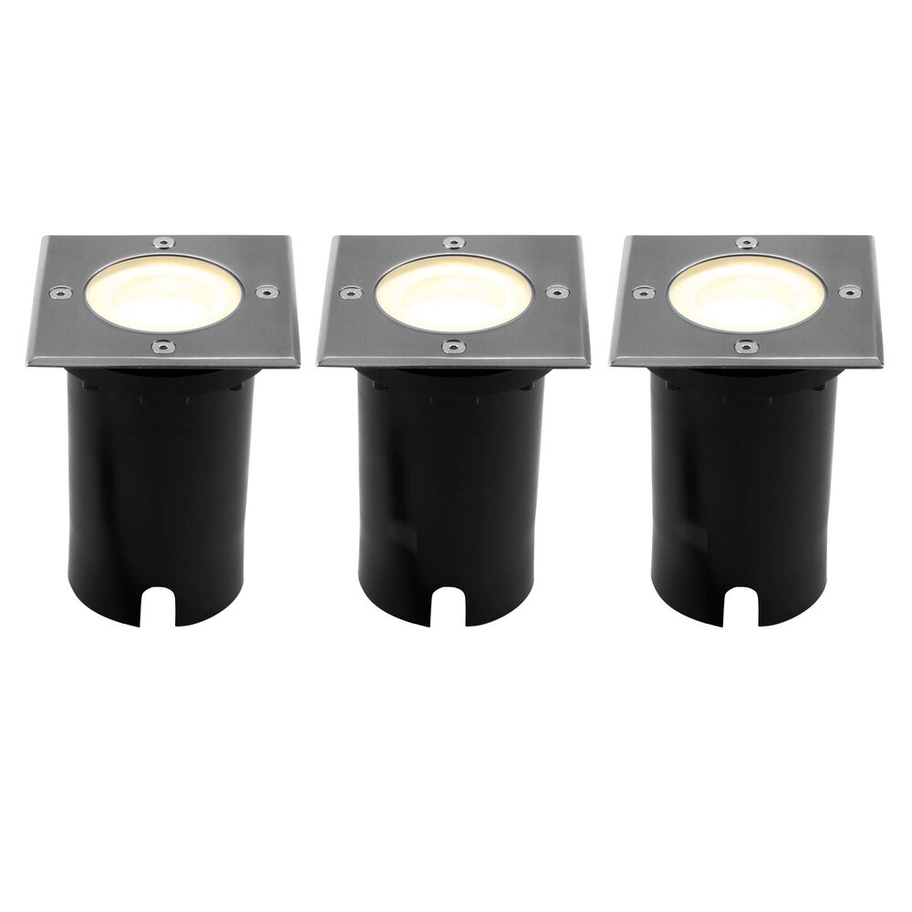 Ledvion 3x LED Grondspot Vierkant - IP67 - 3W - 2700K - 1 Meter Kabel