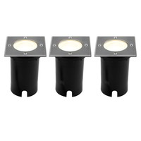 Ledvion 3x LED Grondspot Vierkant - IP67 - 3W - 2700K - 1 Meter Kabel