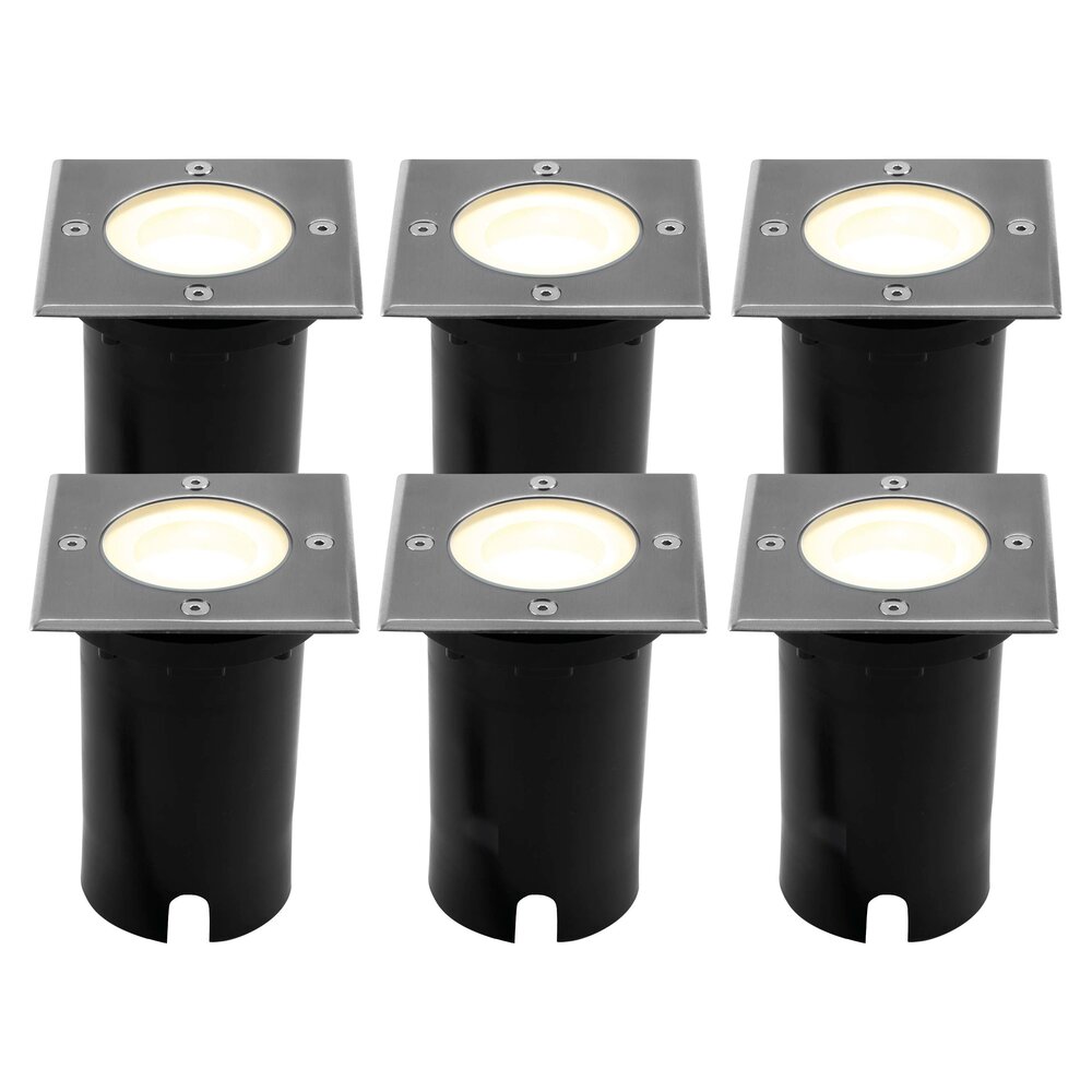 Ledvion 6x LED Grondspot Vierkant - IP67 - 3W - 2700K - 1 Meter Kabel