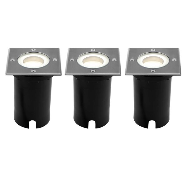 Ledvion 3x LED Grondspot Vierkant - IP67 - 3W - 4000K - 1 Meter Kabel