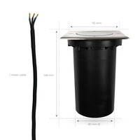 Ledvion 3x LED Grondspot Vierkant - IP67 - 3W - 6500K - 1 Meter Kabel