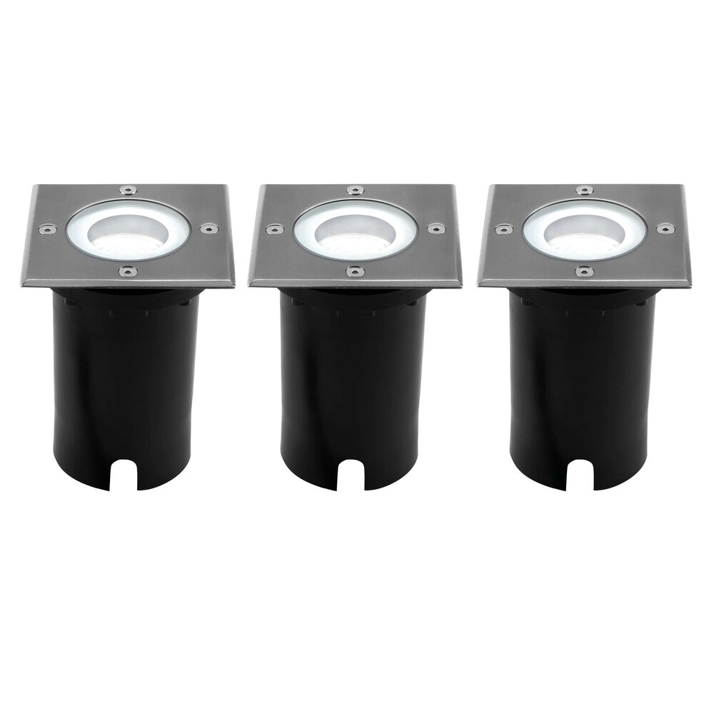 Ledvion 3x LED Grondspot Vierkant - IP67 - 3W - 6500K - 1 Meter Kabel