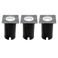 Ledvion 3x LED Grondspot Vierkant - IP67 - 3W - 6500K - 1 Meter Kabel