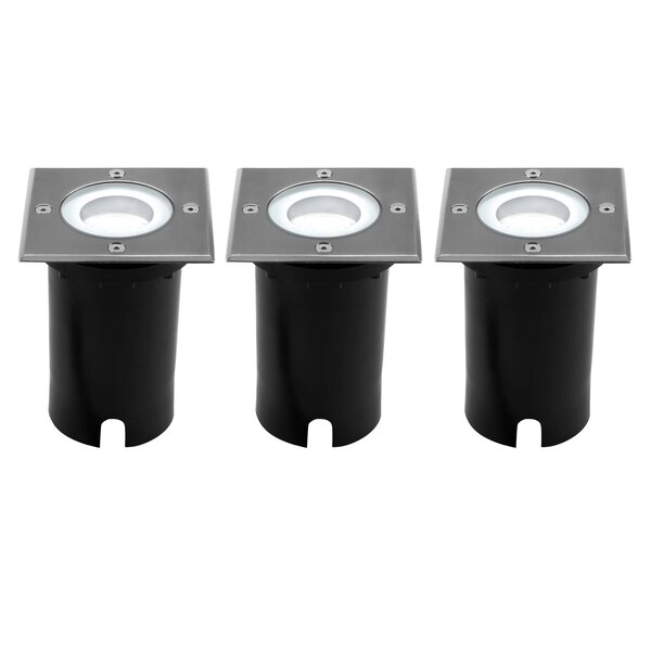 Ledvion 3x LED Grondspot Vierkant - IP67 - 3W - 6500K - 1 Meter Kabel