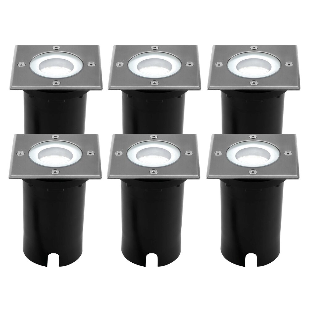 Ledvion 6x LED Grondspot Vierkant - IP67 - 3W - 6500K - 1 Meter Kabel