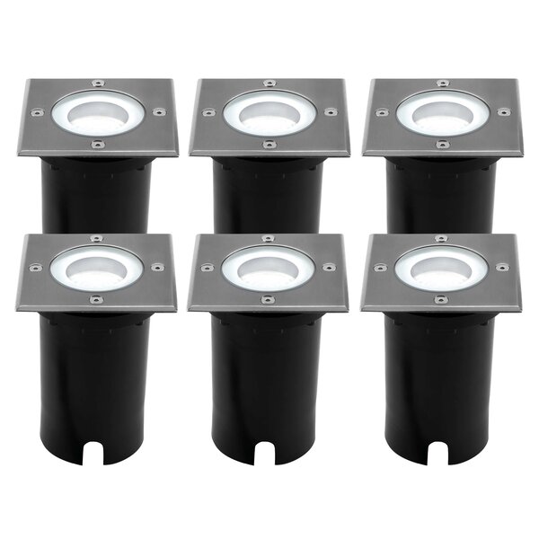 Ledvion 6x LED Grondspot Vierkant - IP67 - 3W - 6500K - 1 Meter Kabel
