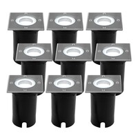 Ledvion 9x LED Grondspot Vierkant - IP67 - 3W - 6500K - 1 Meter Kabel