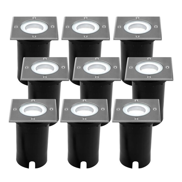 Ledvion 9x LED Grondspot Vierkant - IP67 - 3W - 6500K - 1 Meter Kabel
