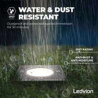 Ledvion 9x LED Grondspot Vierkant - IP67 - 3W - 6500K - 1 Meter Kabel