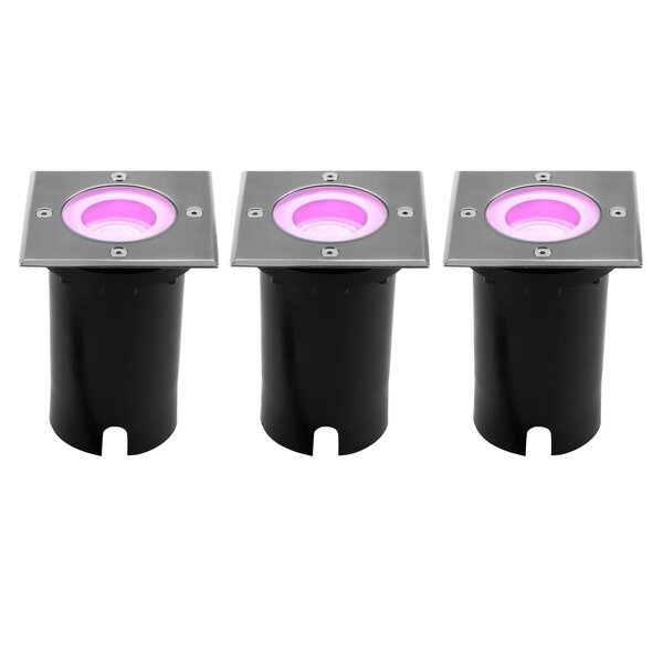 Ledvion 3x Smart LED Grondspot Vierkant - IP67 - 4,9W - RGB+CCT - 1 Meter Kabel