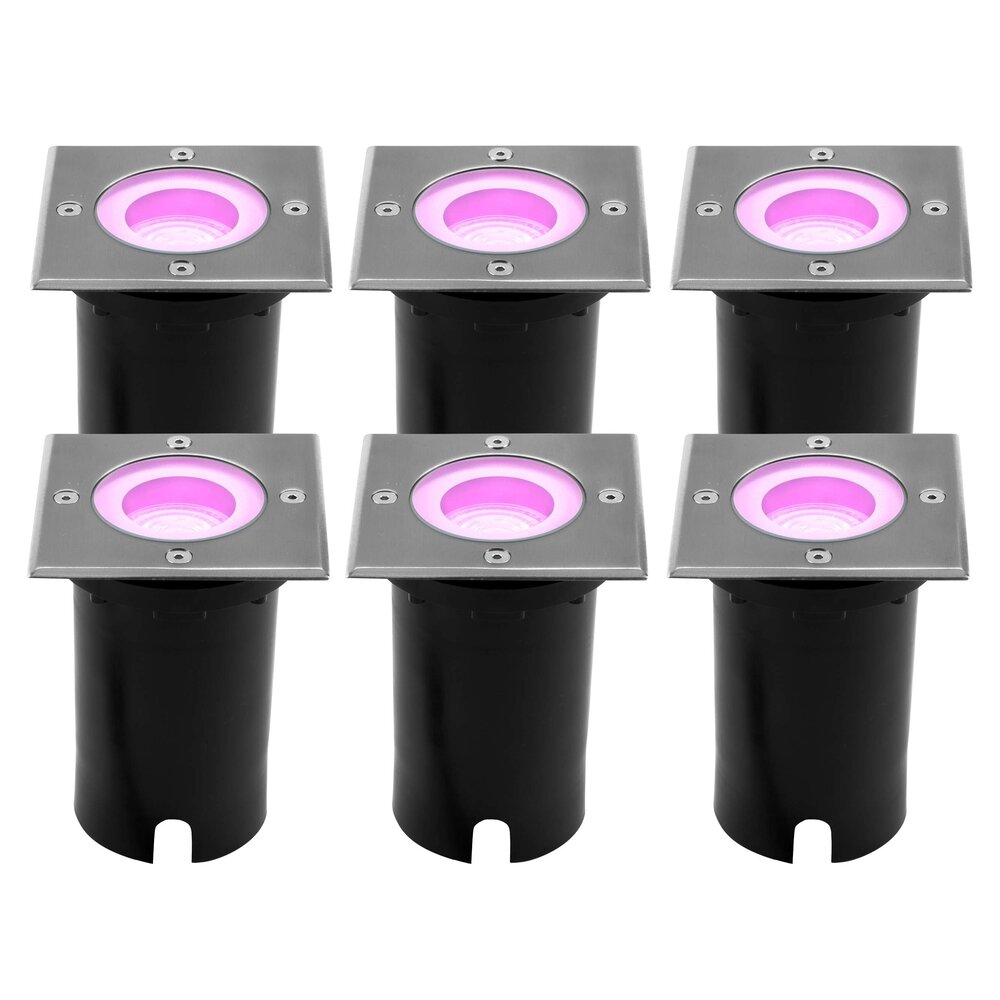 Ledvion 6x Smart LED Grondspot Vierkant - IP67 - 4,9W - RGB+CCT - 1 Meter Kabel