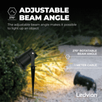 Ledvion 3x LED Prikspot - IP65 - 5W - 2700K - 1 Meter Kabel - Aluminium