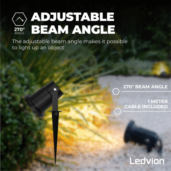 Ledvion LED Prikspot - IP65 - 3W - 4000K - 1 Meter Kabel - Aluminium