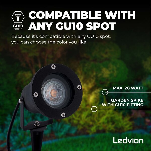 Ledvion 3x Smart LED Prikspot - IP65 - 5W - RGB+CCT - 1 Meter Kabel - Aluminium