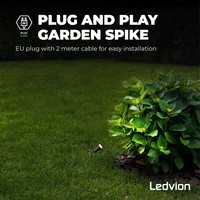 Ledvion LED Prikspot - IP65 - 3W - 2700K - 2 Meter Kabel  met Stekker - Zwart