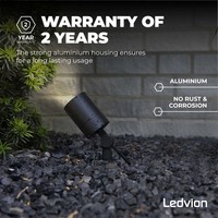 Ledvion 6x LED Prikspot - IP65 - 3W - 2700K - 2 Meter Kabel  met Stekker - Zwart