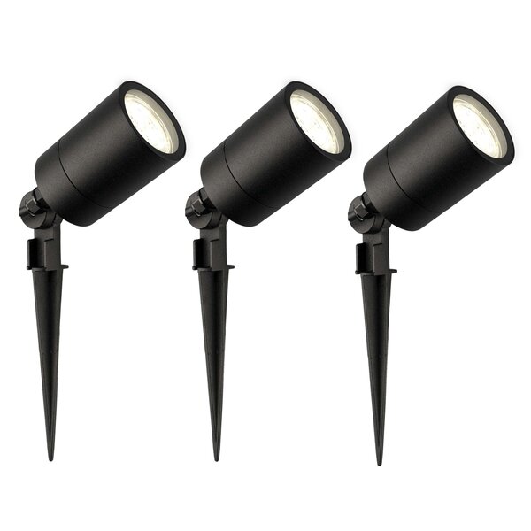 Ledvion 3x LED Prikspot - IP65 - 3W - 4000K - 2 Meter Kabel  met Stekker - Zwart