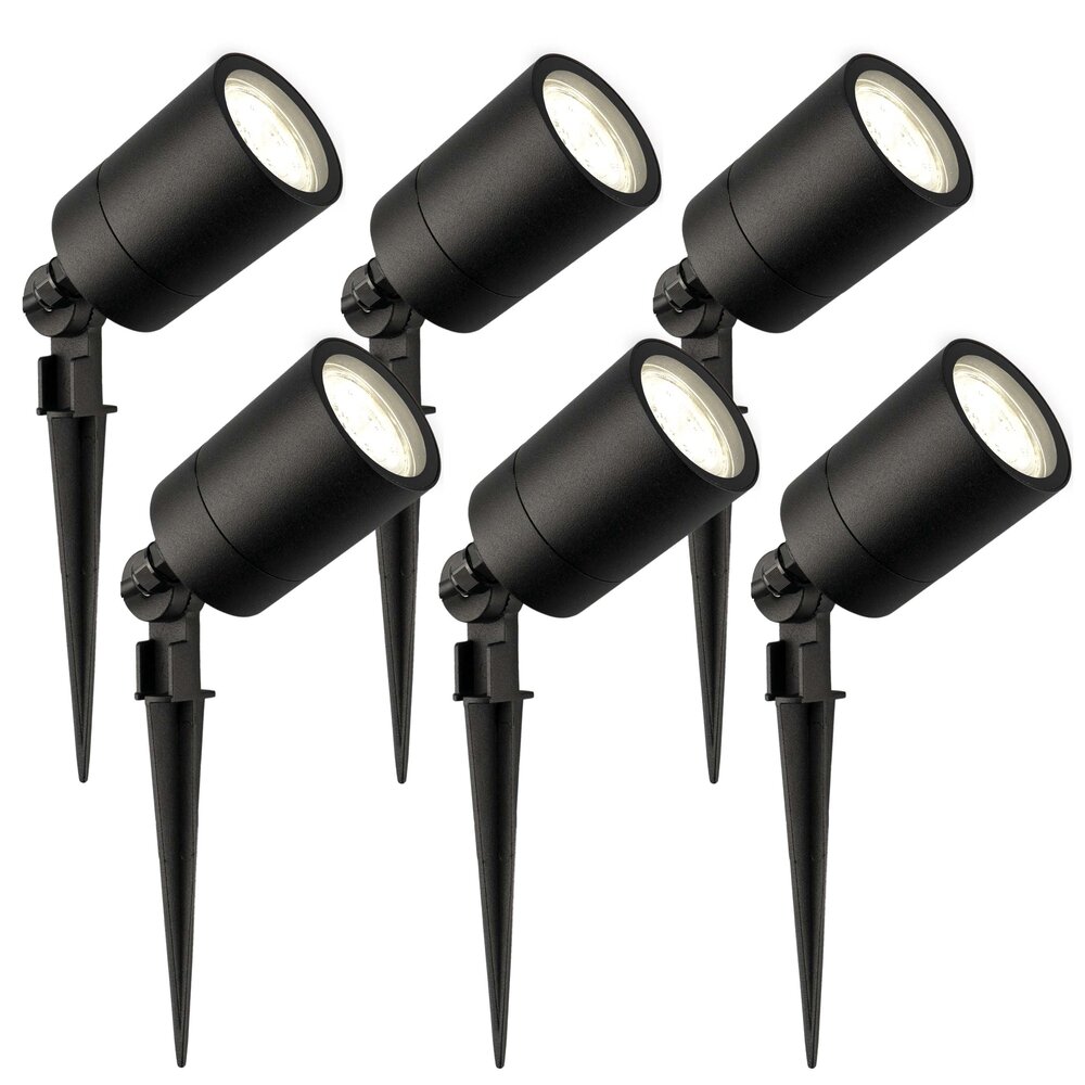 Ledvion 6x LED Prikspot - IP65 - 3W - 4000K - 2 Meter Kabel  met Stekker - Zwart