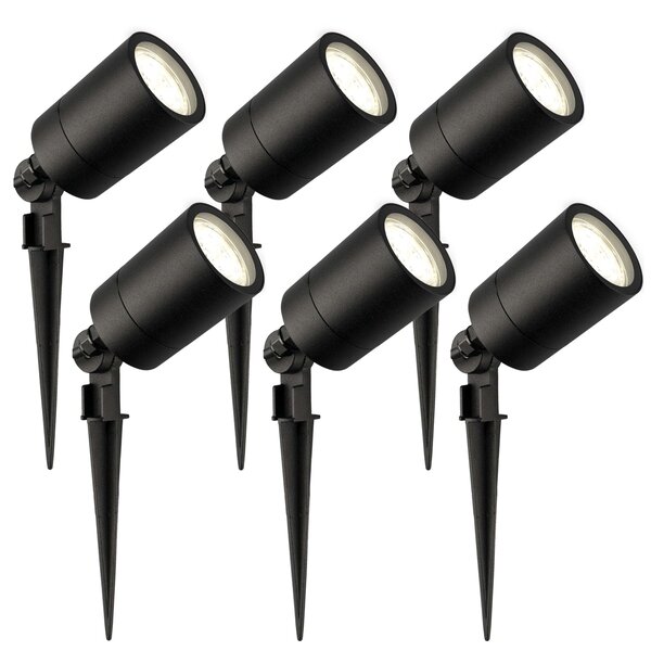 Ledvion 6x LED Prikspot - IP65 - 3W - 4000K - 2 Meter Kabel  met Stekker - Zwart