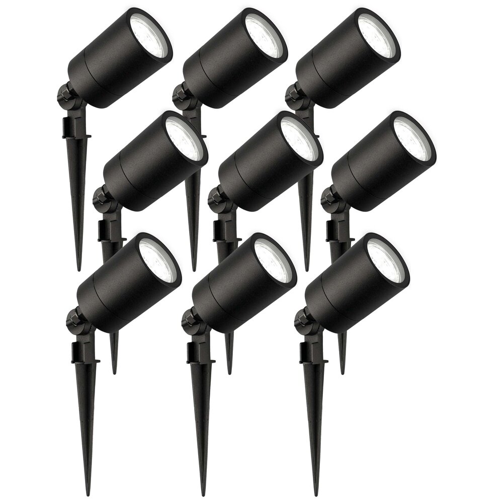 Ledvion 9x LED Prikspot - IP65 - 3W - 6500K - 2 Meter Kabel  met Stekker  - Zwart