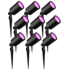 9x Smart LED Prikspot - IP65 - 4,9W - RGB+CCT - 2 Meter Kabel met Stekker